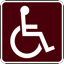 An icon of a person in a wheelchair in white on a maroon background. It links to a page called The Disability Project.